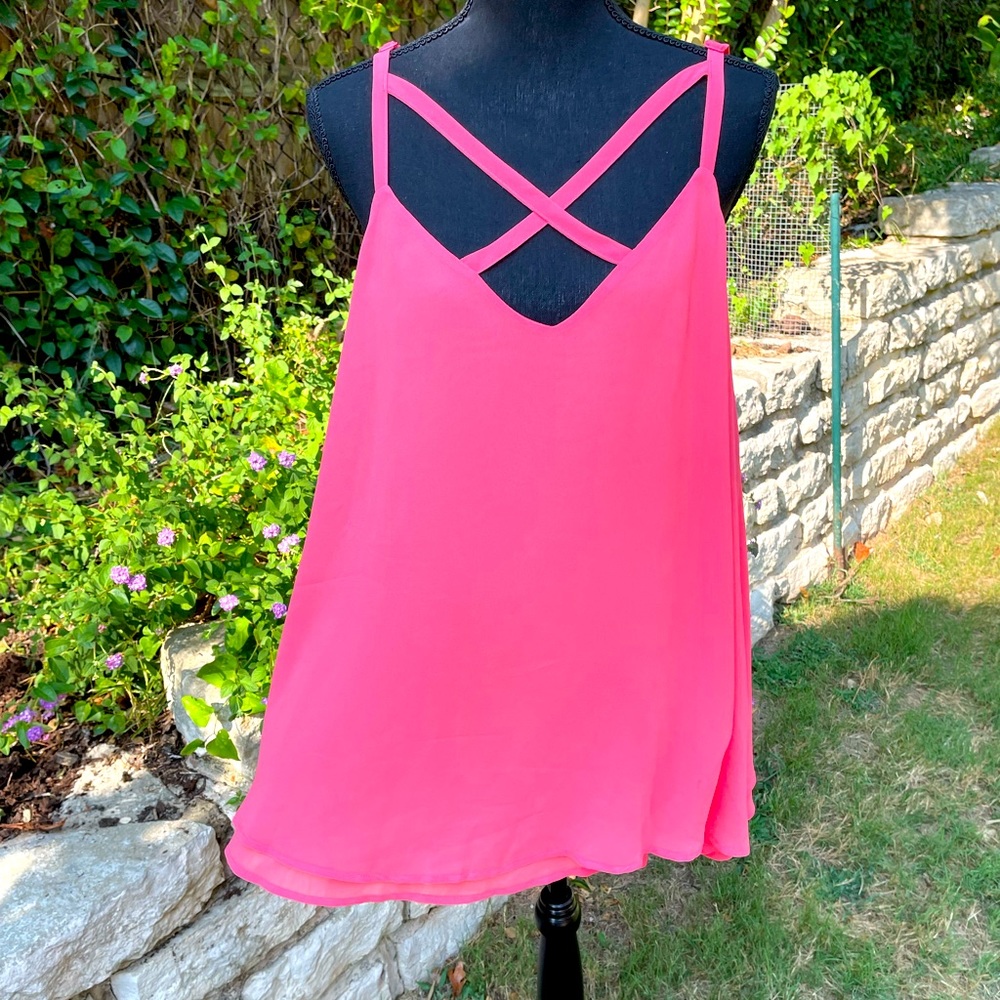 Pink, sleeveless blouse, size 1X